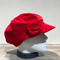 Casquette gavroche velours rouge élastiquée doublure polaire
