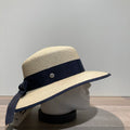 Chapeau paille naturelle High Quality avec ruban marine