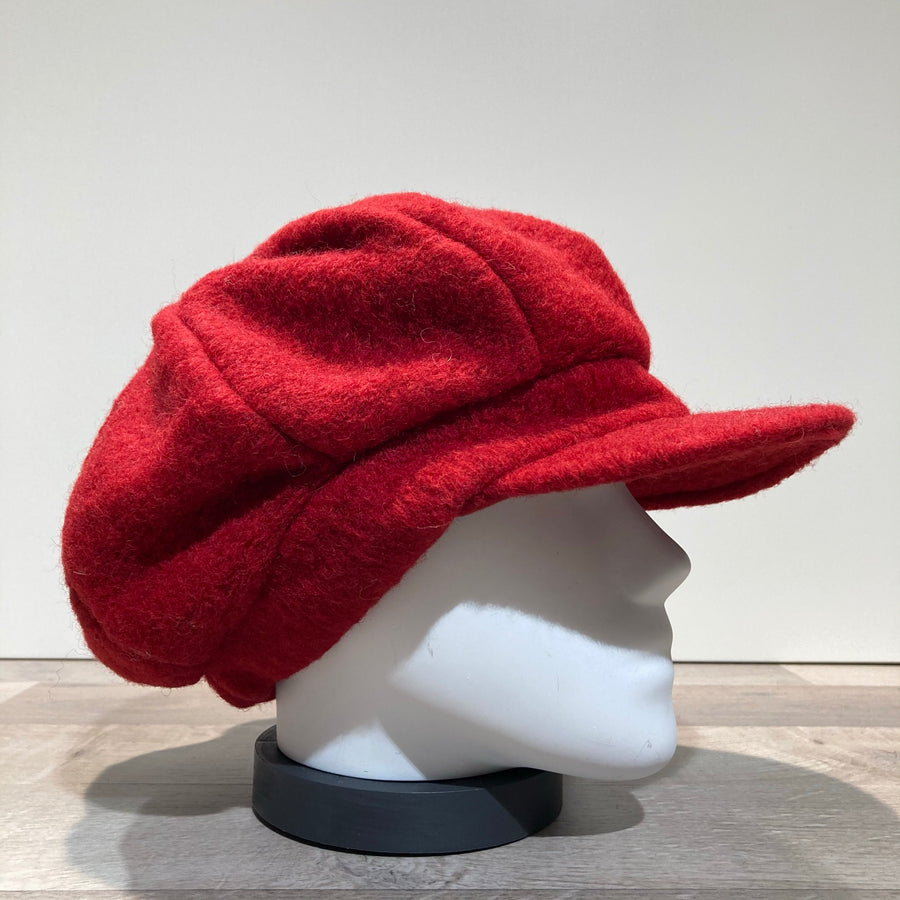 Casquette gavroche gros volume rouge élastiquée doublure polaire