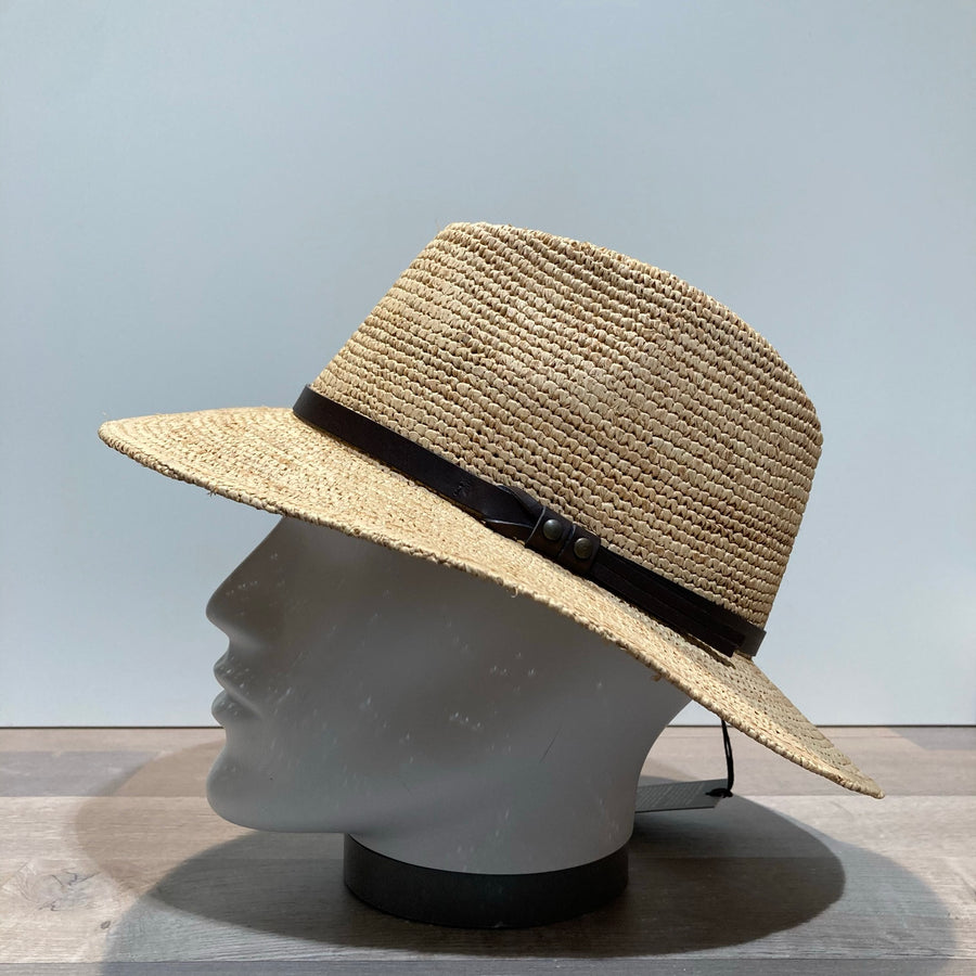 Chapeau raphia galon noir malléable ajustable