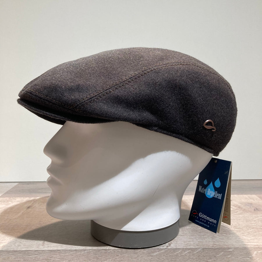 Casquette laine marron foncé Water-Repellent doublée coton Göttmann