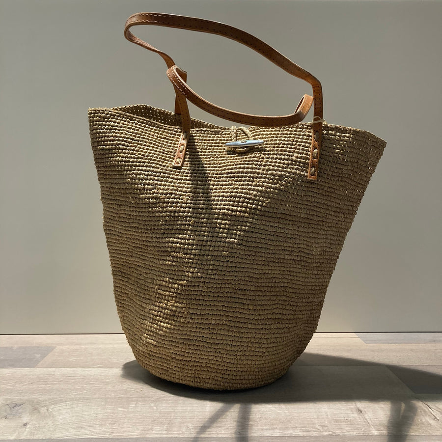 Sac raphia Madagascar malléable fermeture passant