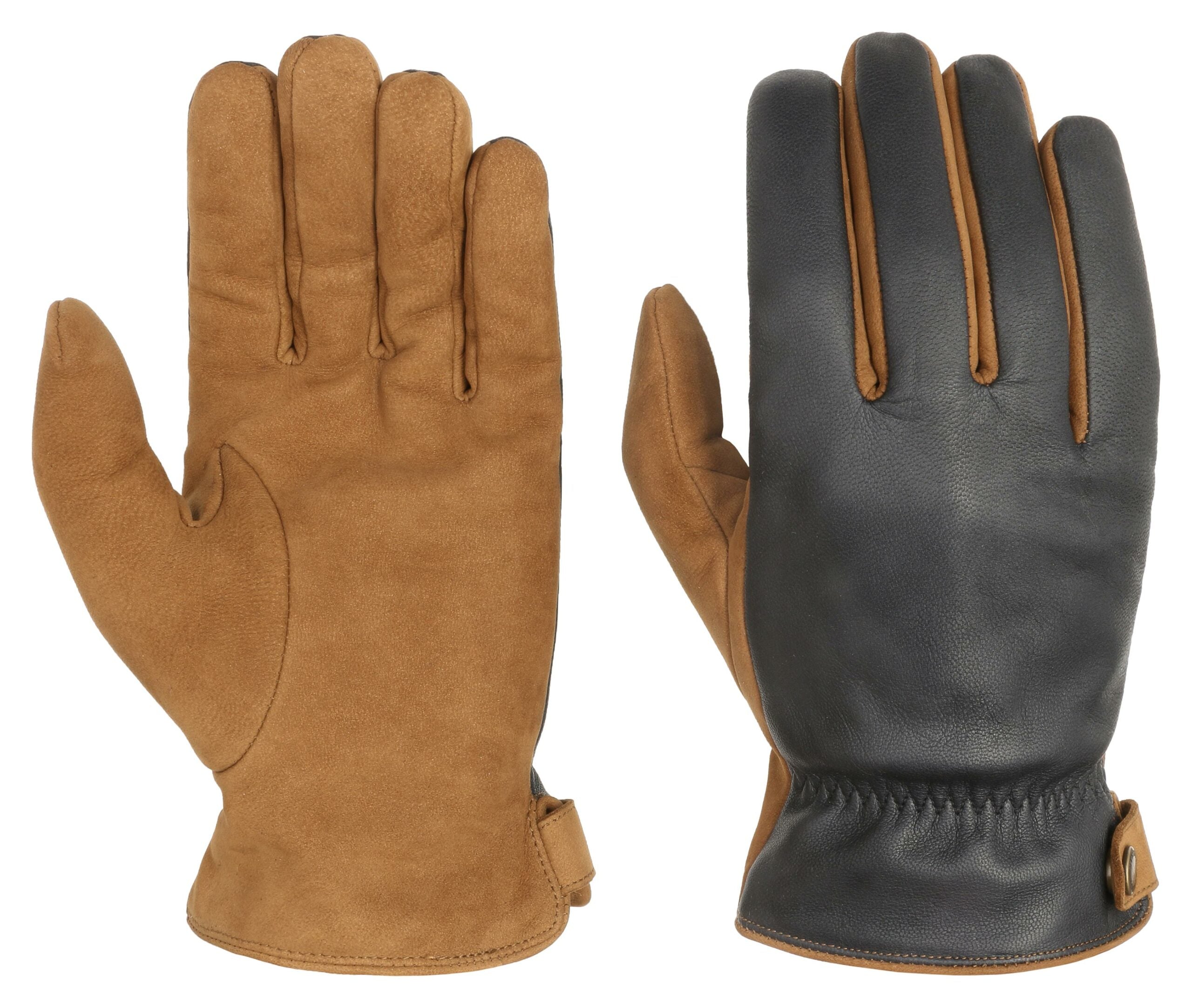 Gants en cuir Nappa Nubuck Stetson marron-bleu