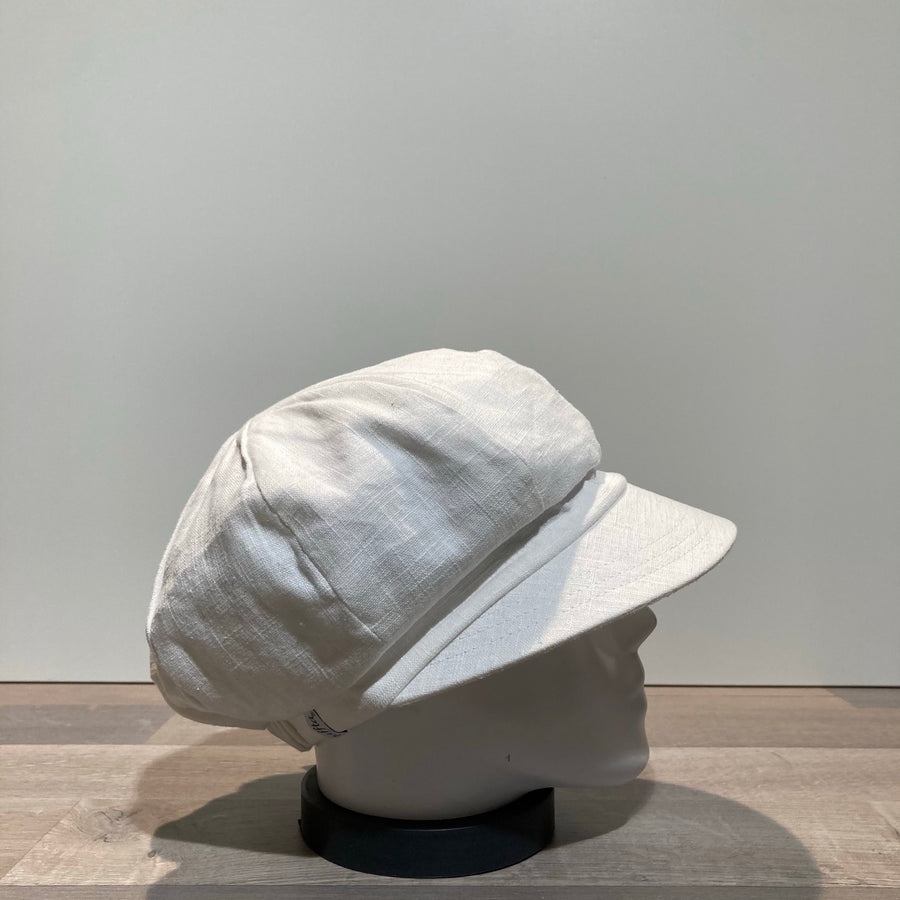 Casquette gavroche lin écru élastiquée doublée