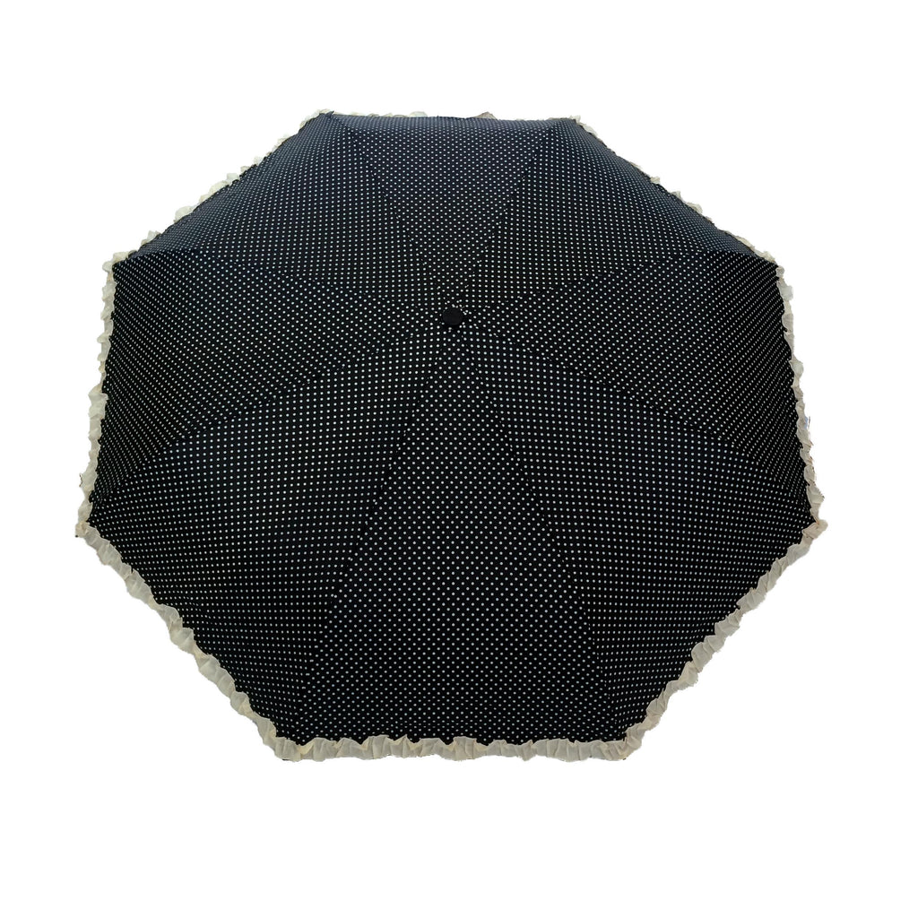 Parapluie pliant femme automatique froufrou noir