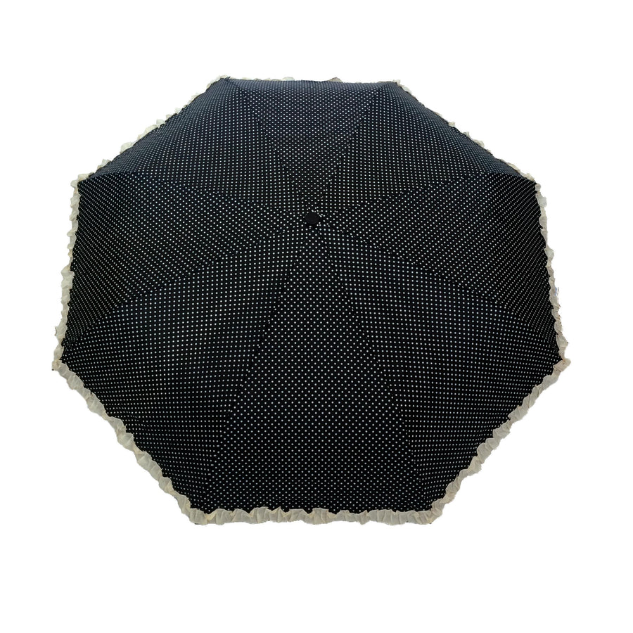 Parapluie pliant femme automatique froufrou noir