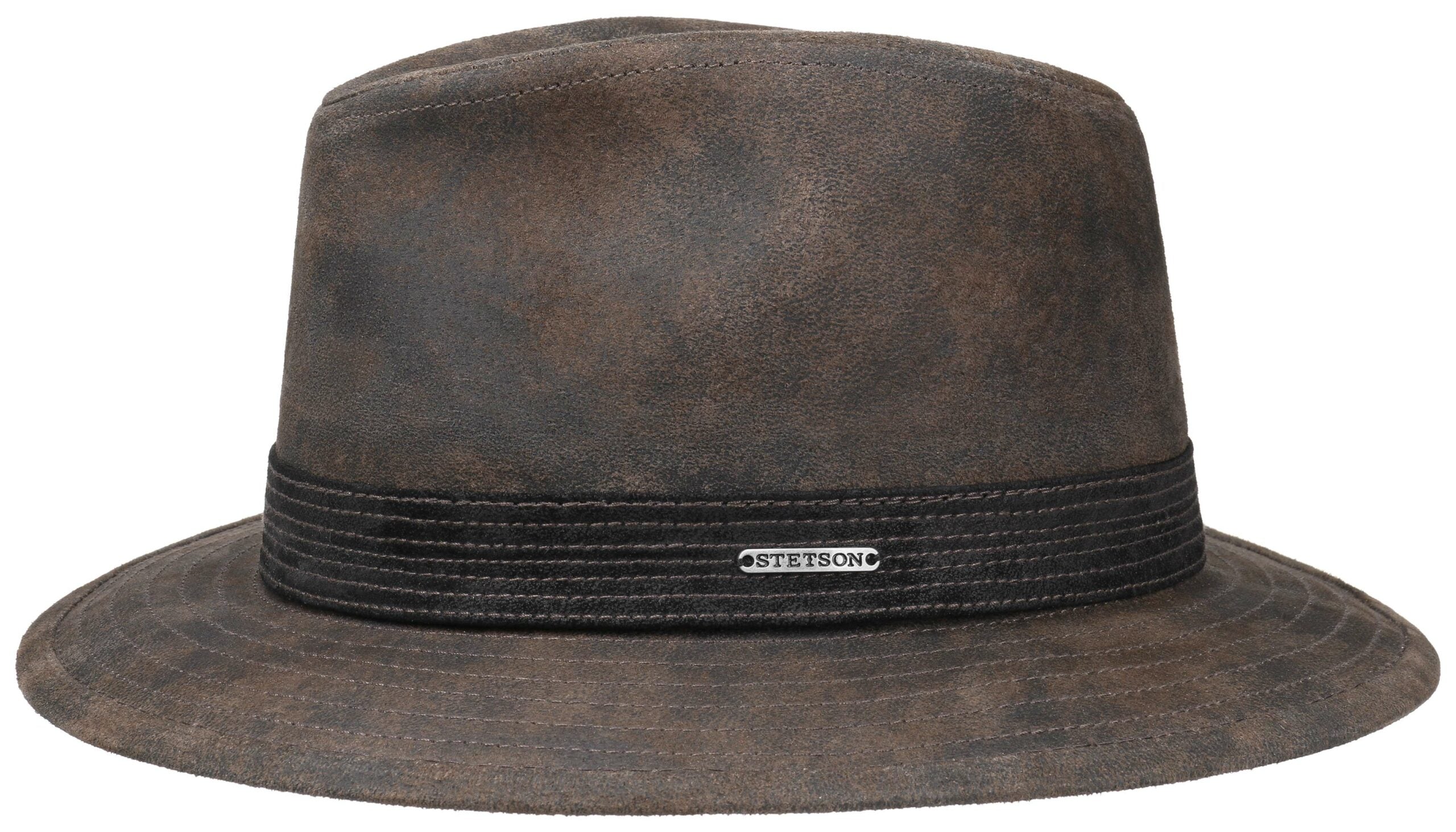 Chapeau Traveller en cuir Jacky Pig Skin Stetson marron