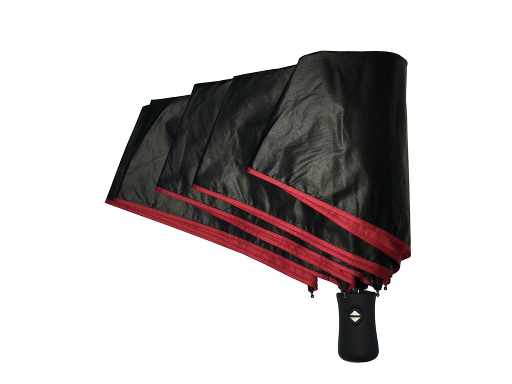 Parapluie pliant mixte automatique anti UV noir et rouge