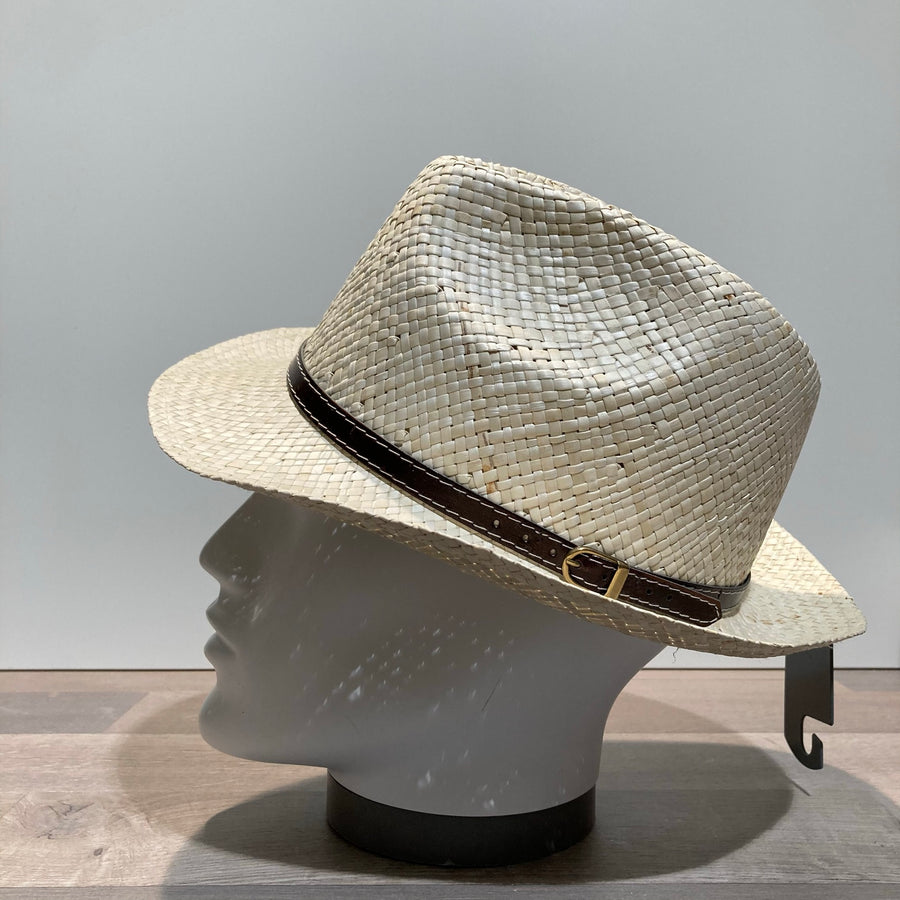 Chapeau paille boucle de ceinture marron