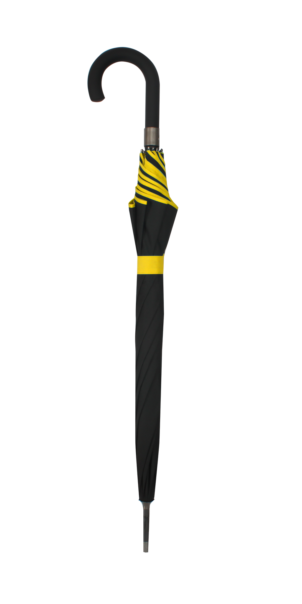 Parapluie droit mixte automatique noir et jaune