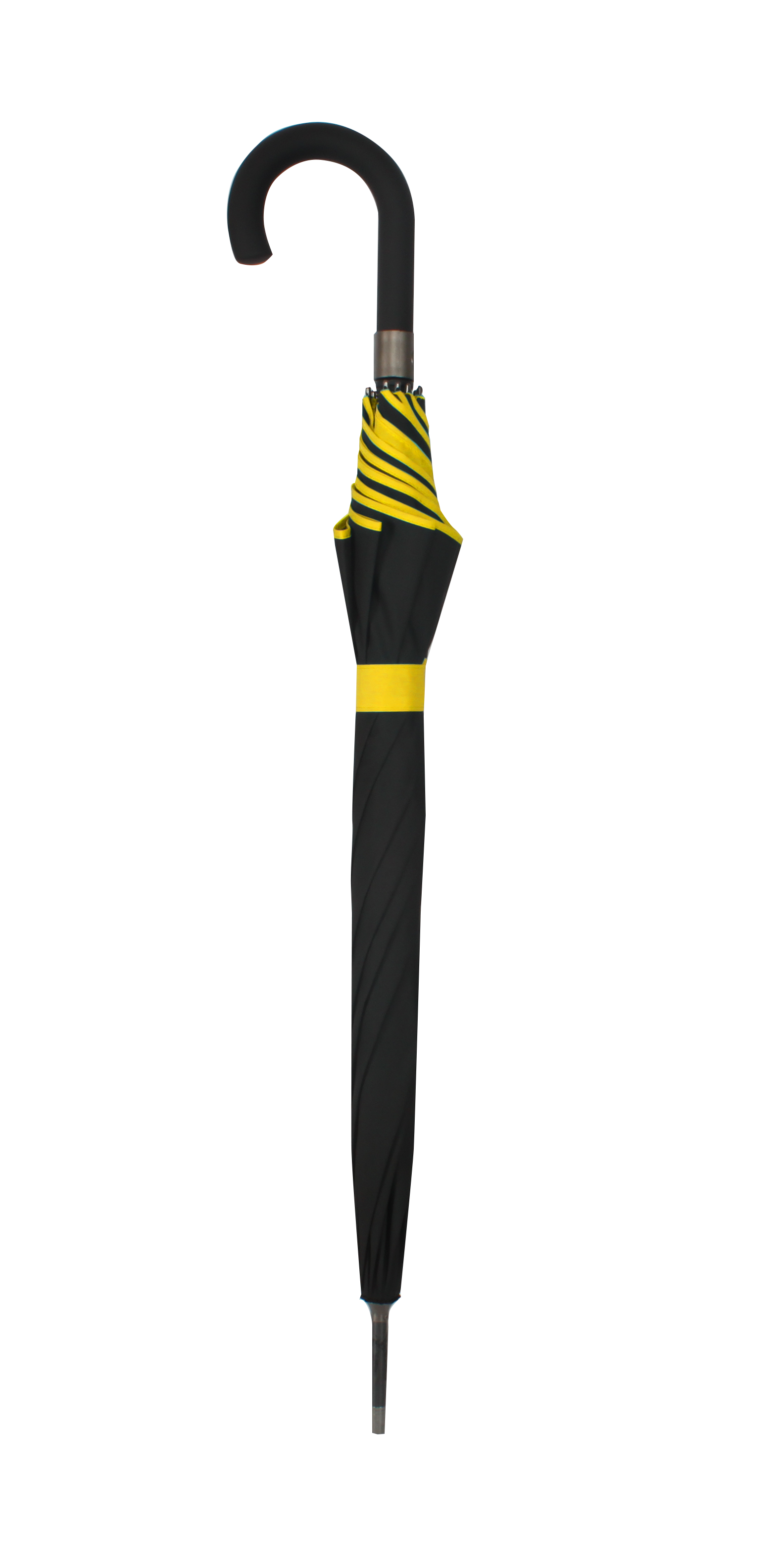 Parapluie droit mixte automatique noir et jaune