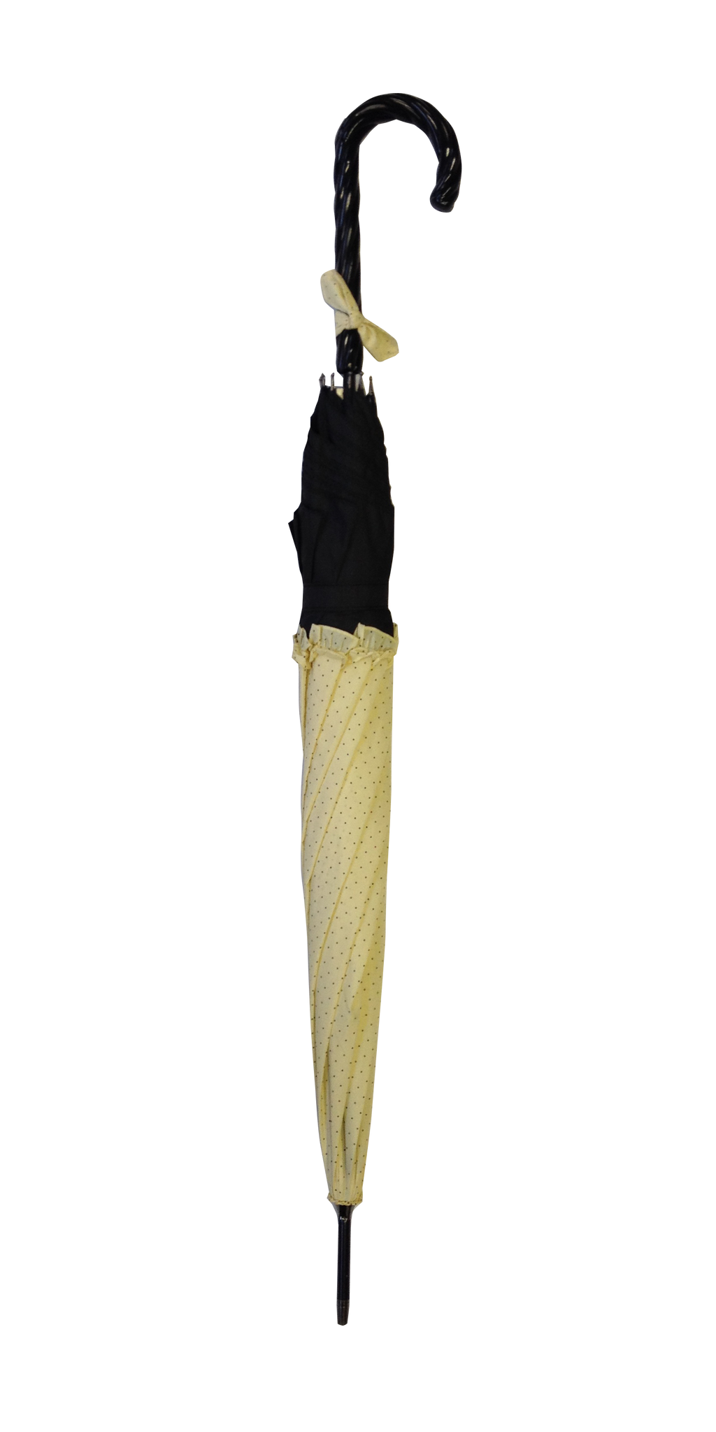 Parapluie droit femme automatique froufrou écru et noir