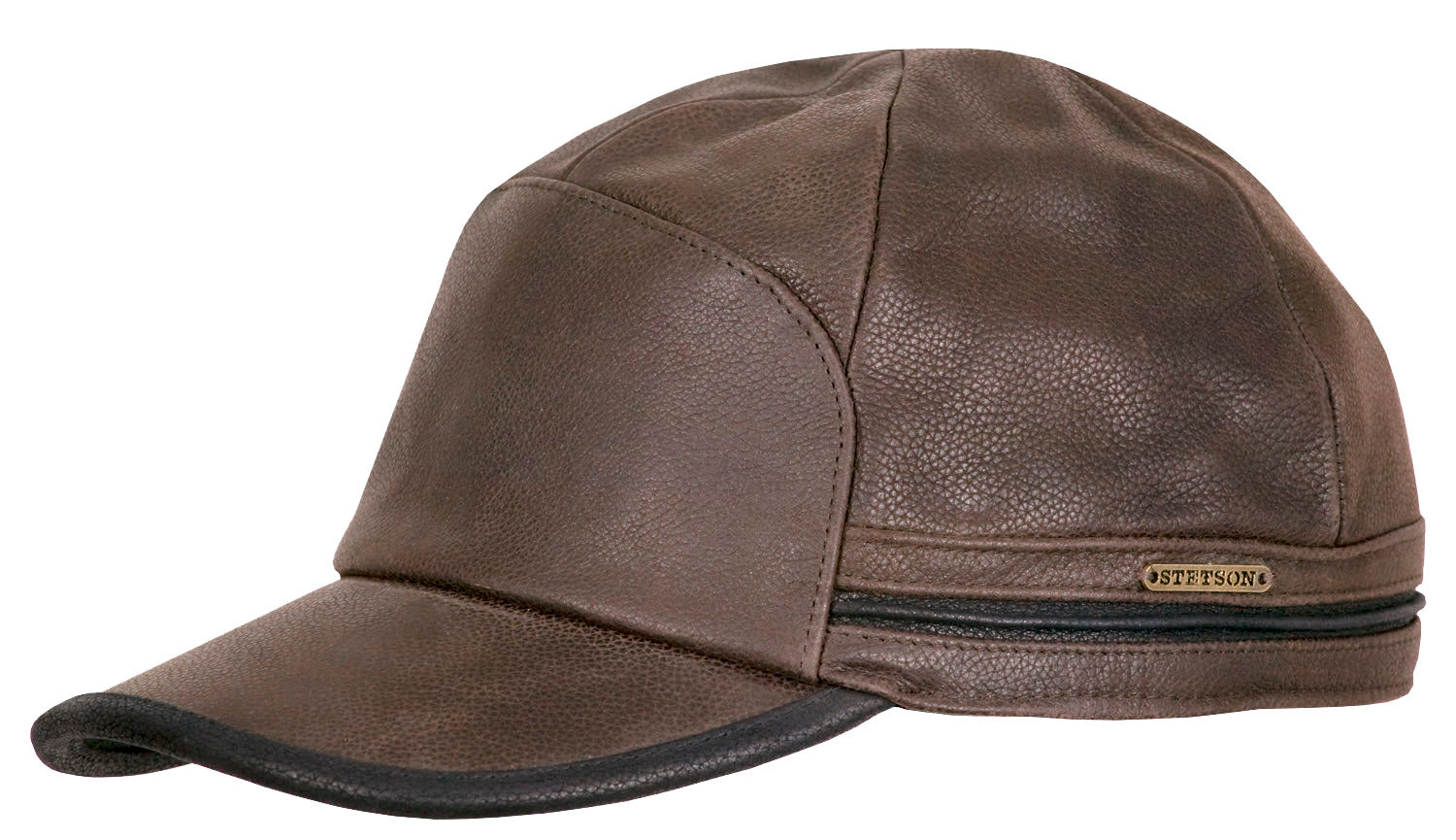 Casquette Byers Stetson cuir marron foncé + protège-oreilles rabattables en polaire
