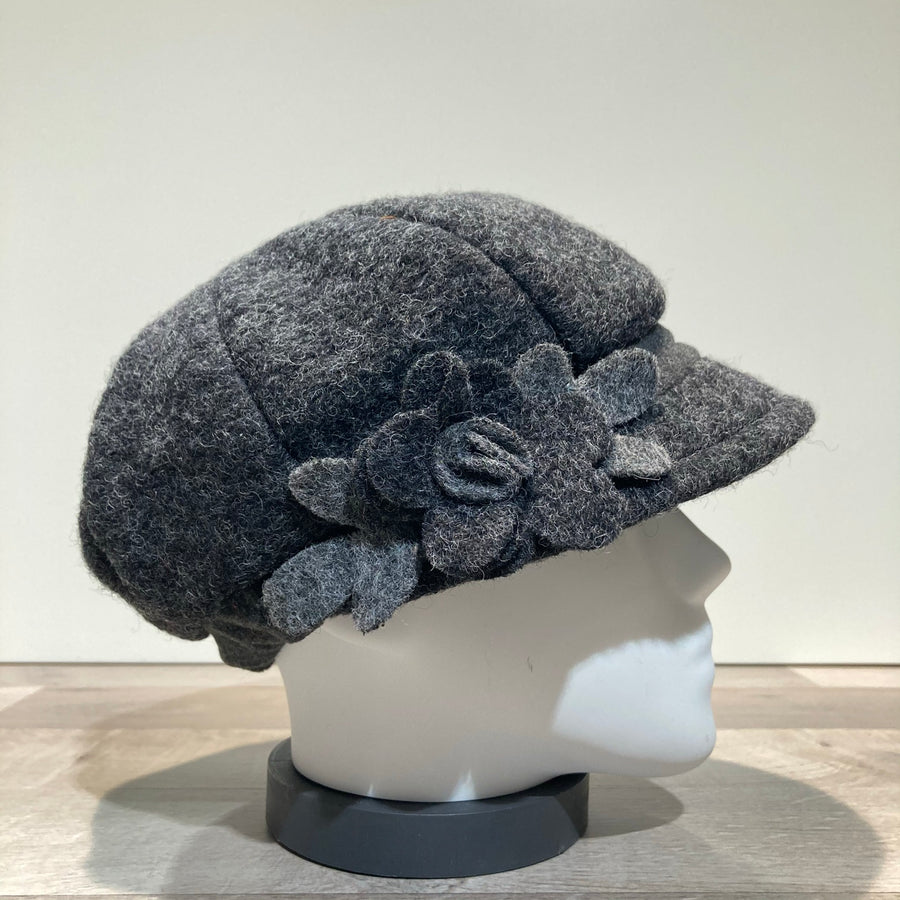 Casquette gavroche gris foncé élastiquée doublure polaire