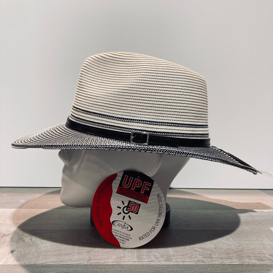 Chapeau Bella ivoire-noir anti UV ajustable malléable
