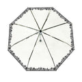 Parapluie pliant femme automatique transparent liseret de fleurs noires