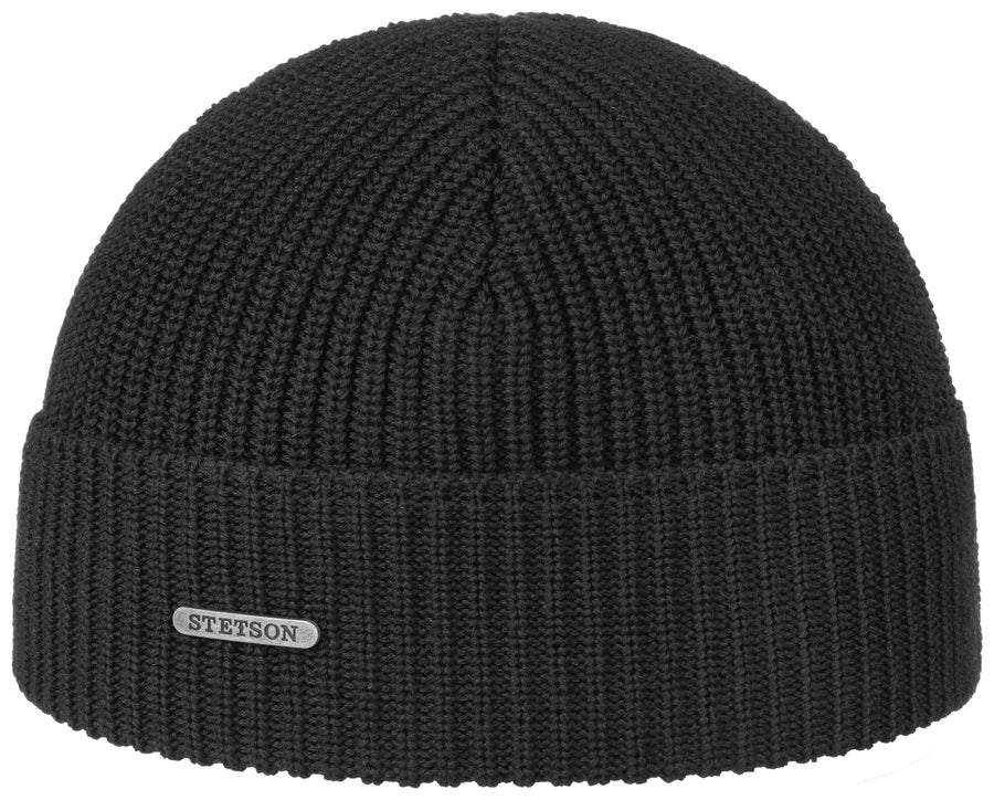 Bonnet Coton à revers Stetson noir
