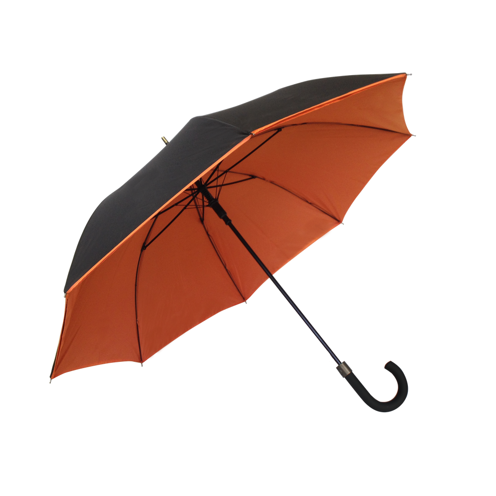 Parapluie droit mixte automatique noir et orange