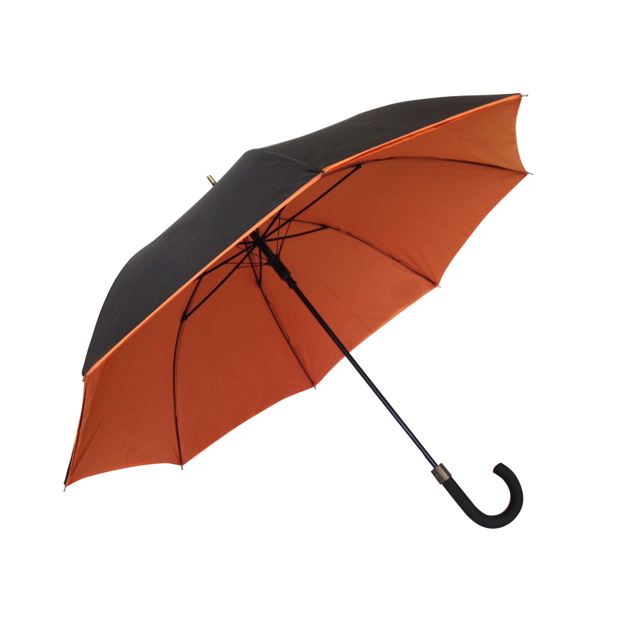 Parapluie droit mixte automatique noir et orange