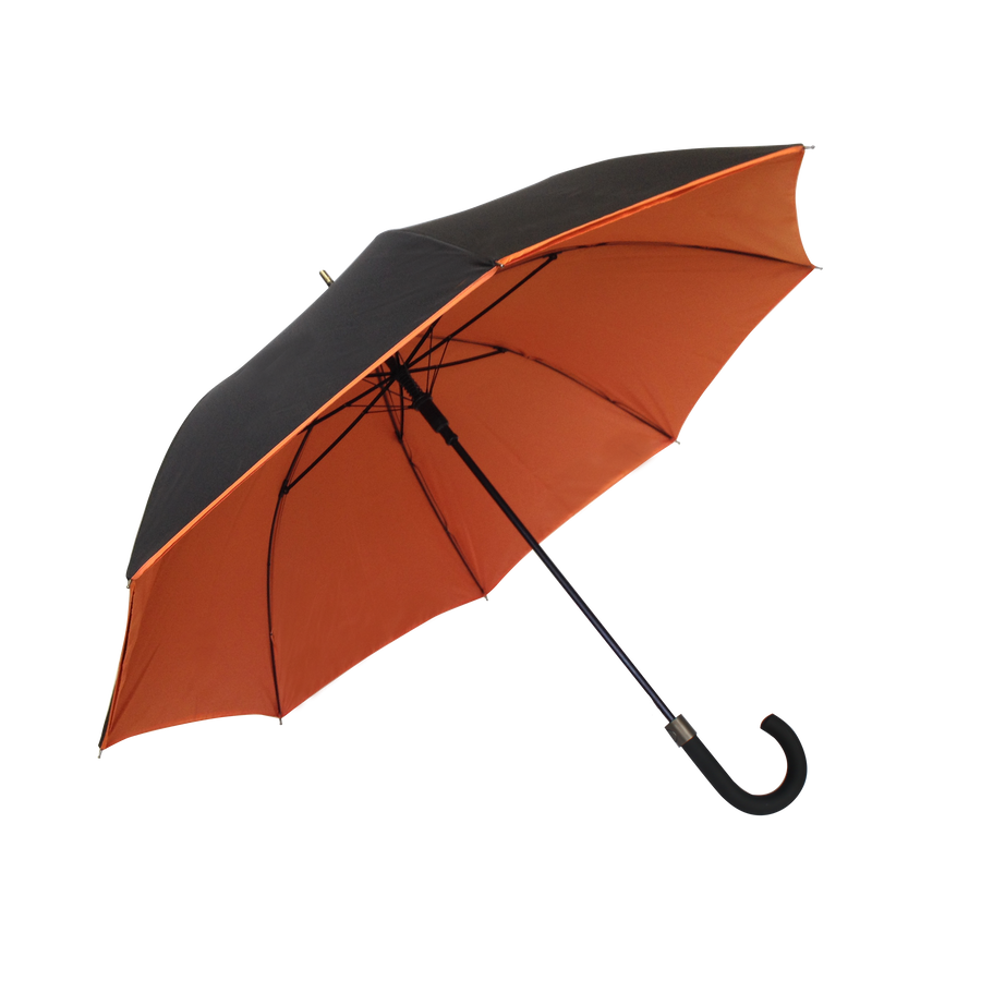 Parapluie droit mixte automatique noir et orange