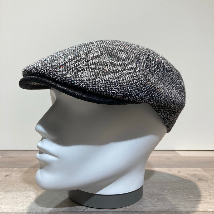 Casquette laine vierge noir chiné doublée