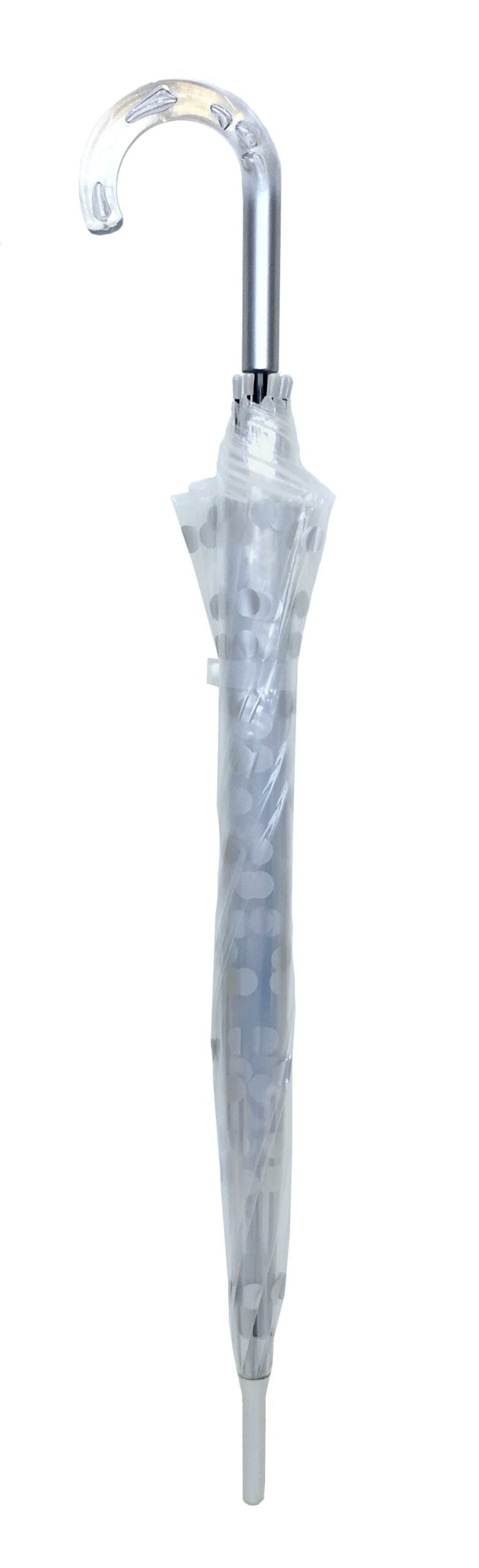 Parapluie cloche pois argentés femme automatique transparent