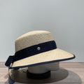 Casquette visière paille naturelle High Quality avec ruban marine