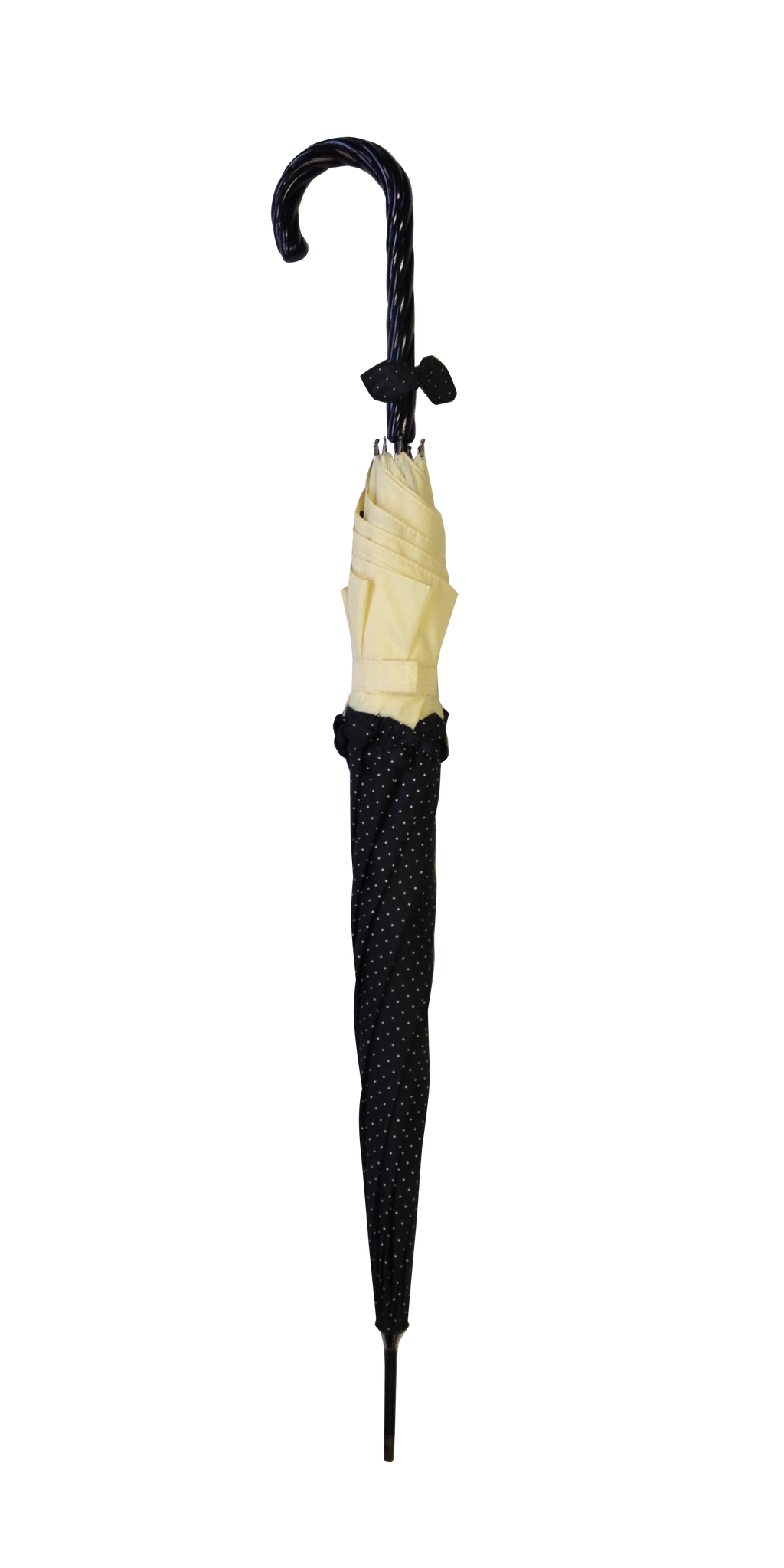 Parapluie droit femme automatique froufrou noir et écru
