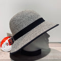Chapeau cloche Anna Bucket  blanc-noir anti UV ajustable malléable