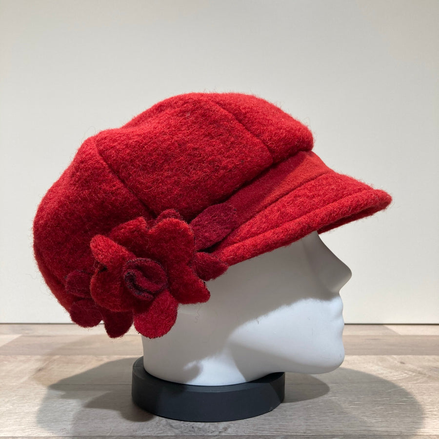 Casquette gavroche rouge élastiquée doublure polaire