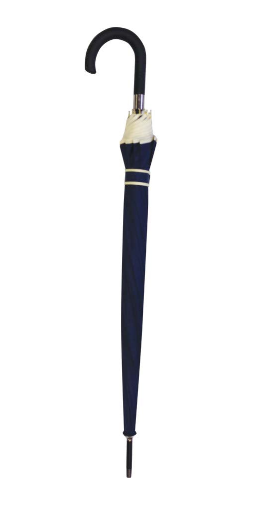 Parapluie droit mixte automatique dôme uni violet petite bordure beige
