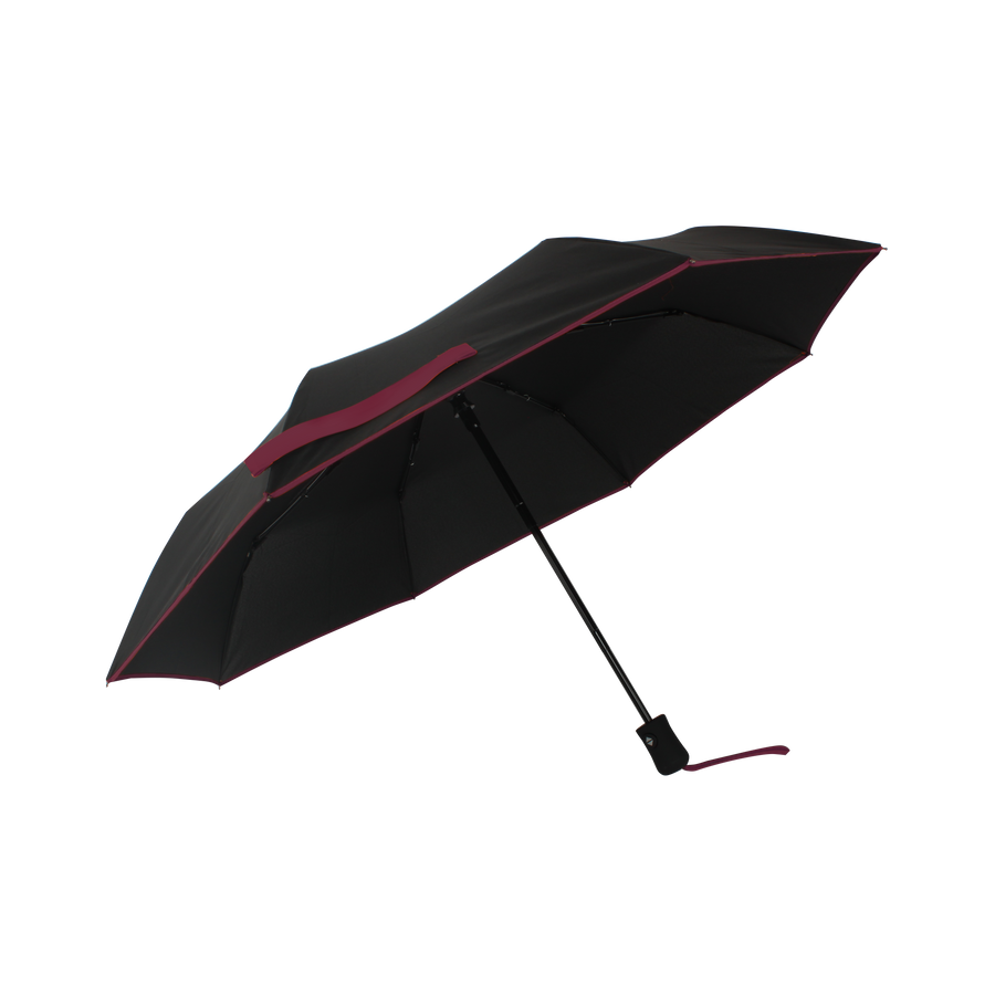 Parapluie pliant femme automatique noir petite bordure violet