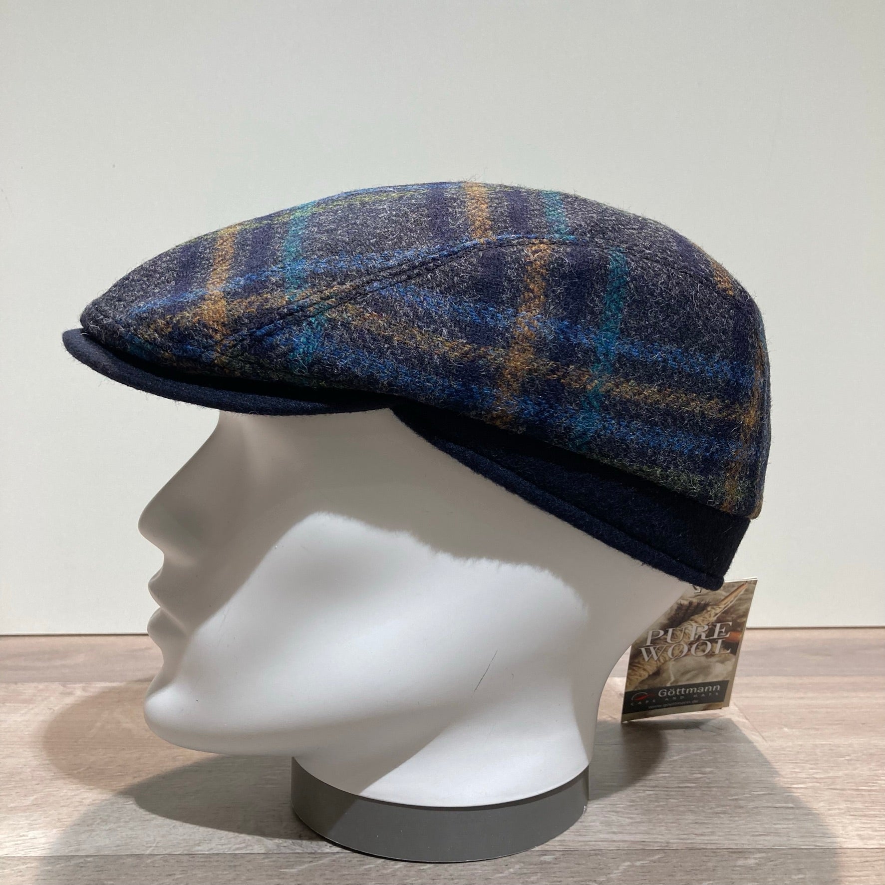 Casquette laine gris-bleu doublée coton Göttmann
