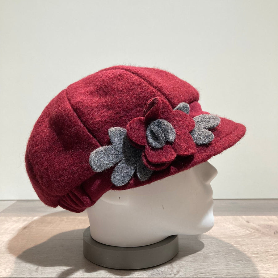 Casquette gavroche bordeaux élastiquée doublure polaire