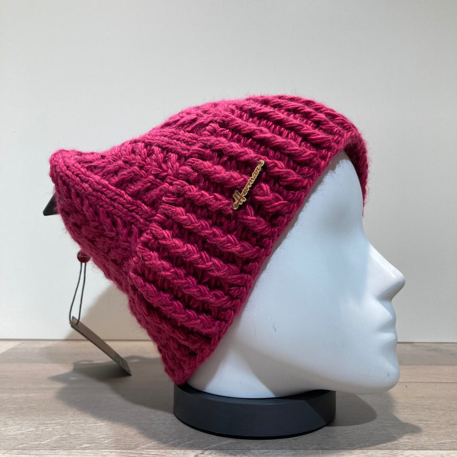 Bonnet tricot uni framboise doublé Herman