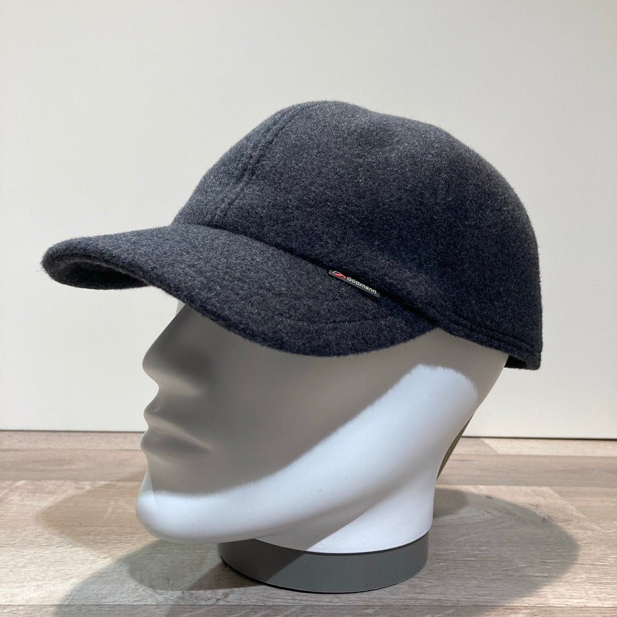 Casquette baseball laine gris anthracite avec cache-oreilles rabattables Göttmann