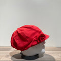 Casquette gavroche lin rouge élastiquée