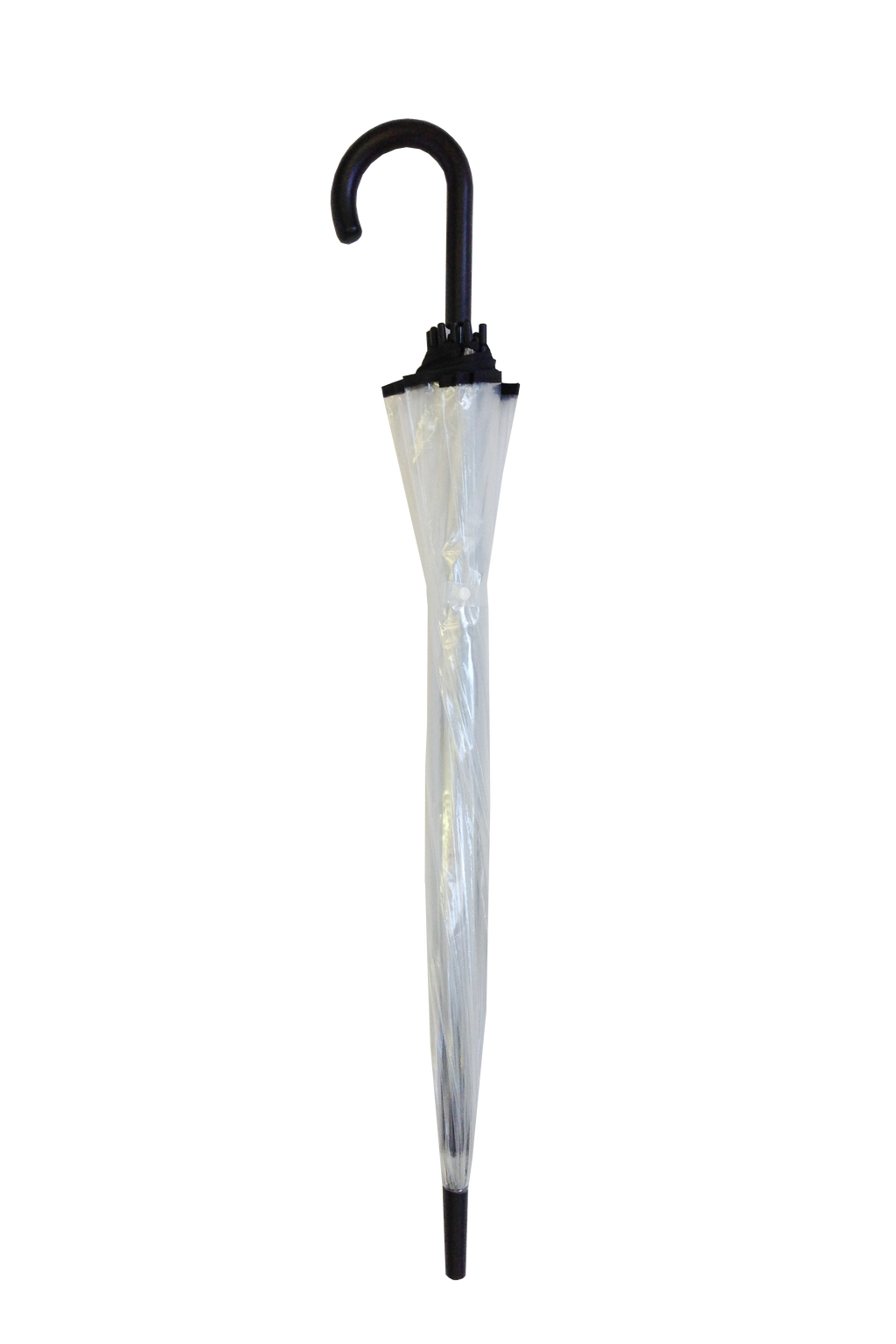 Parapluie droit femme automatique dôme transparent petite bordure noir