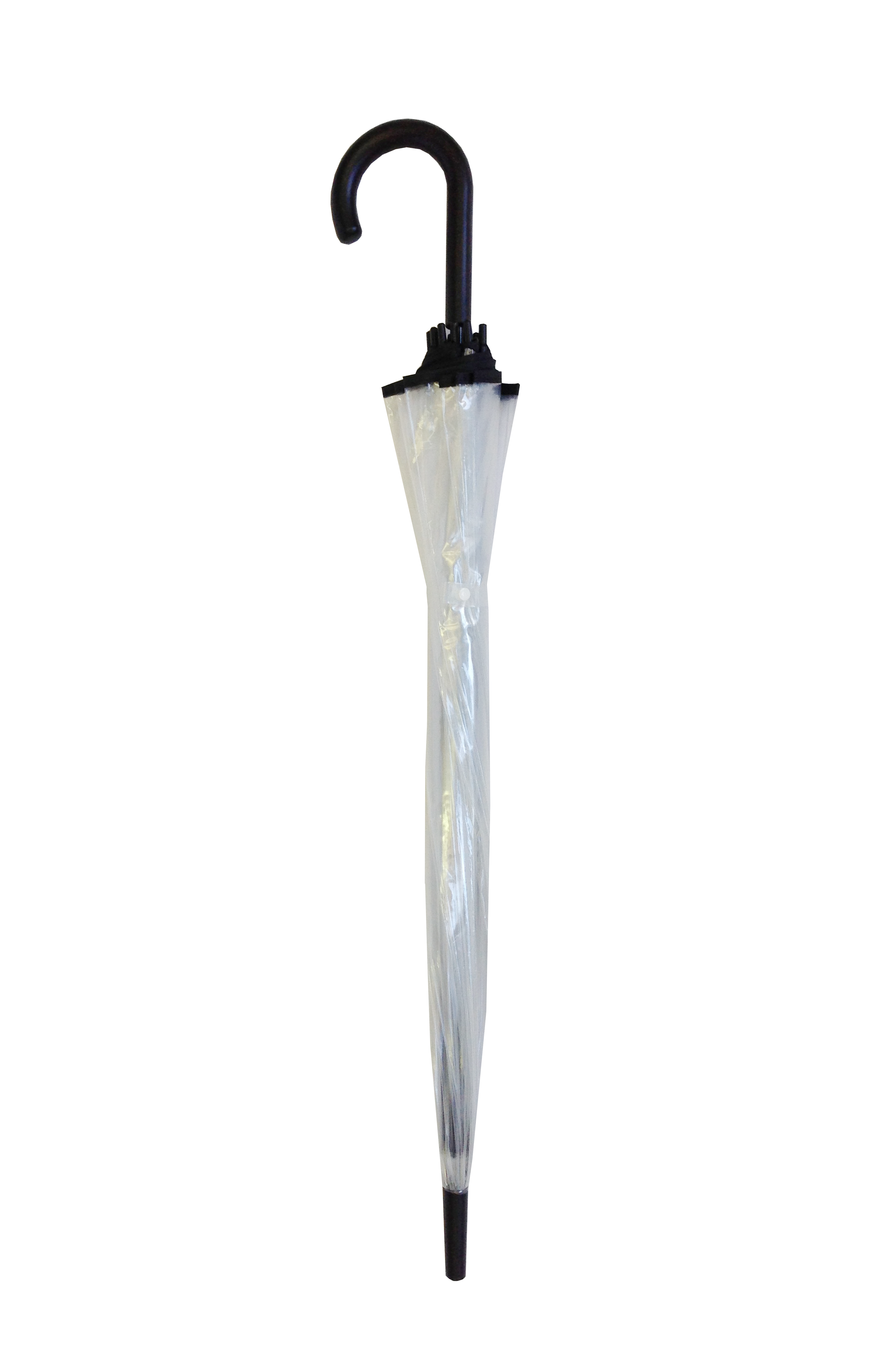 Parapluie droit femme automatique dôme transparent petite bordure noir