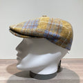 Casquette laine vierge Harris tweed avec bouton moutarde doublée