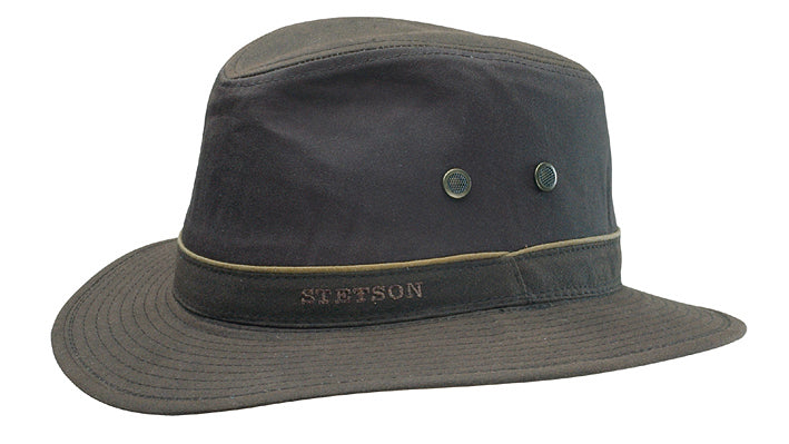 Chapeau Traveller Ava Waxed Cotton Stetson marron foncé