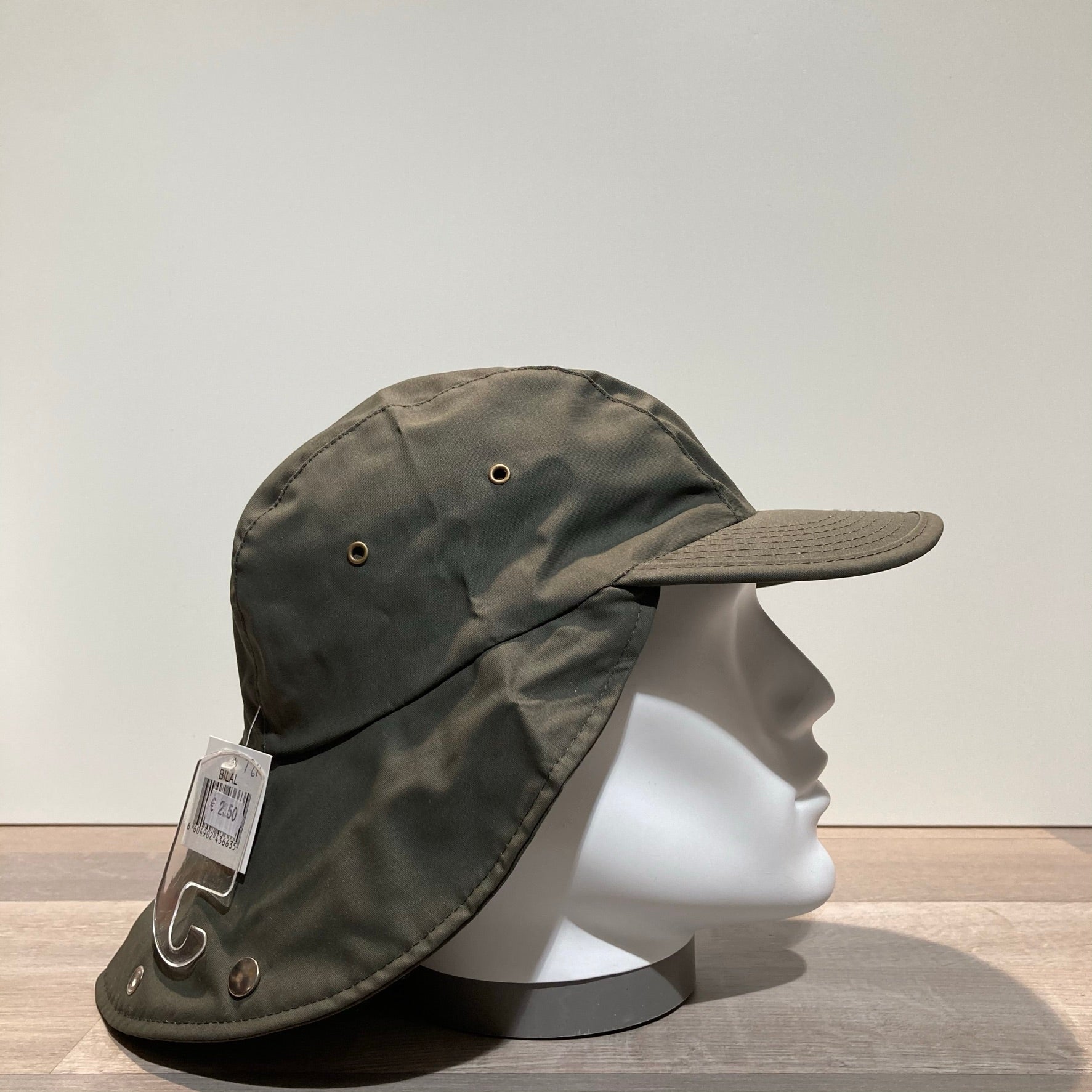 Casquette baseball cache nuque imperméable kaki doublée
