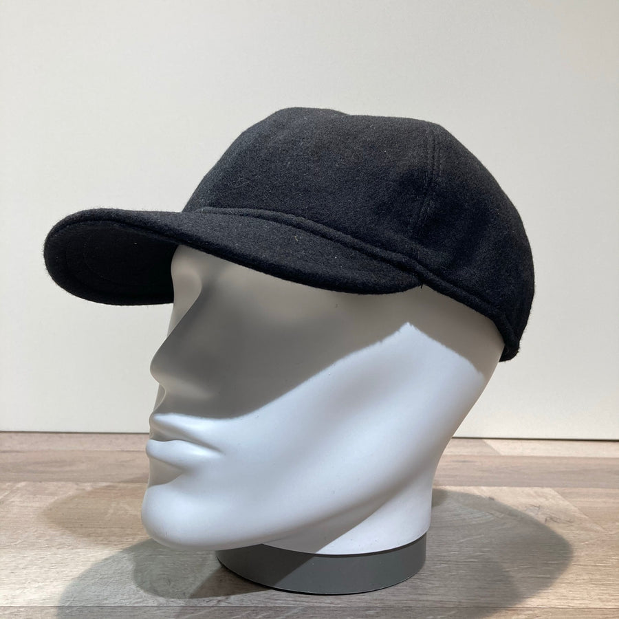 Casquette baseball laine-cachemire noir doublée