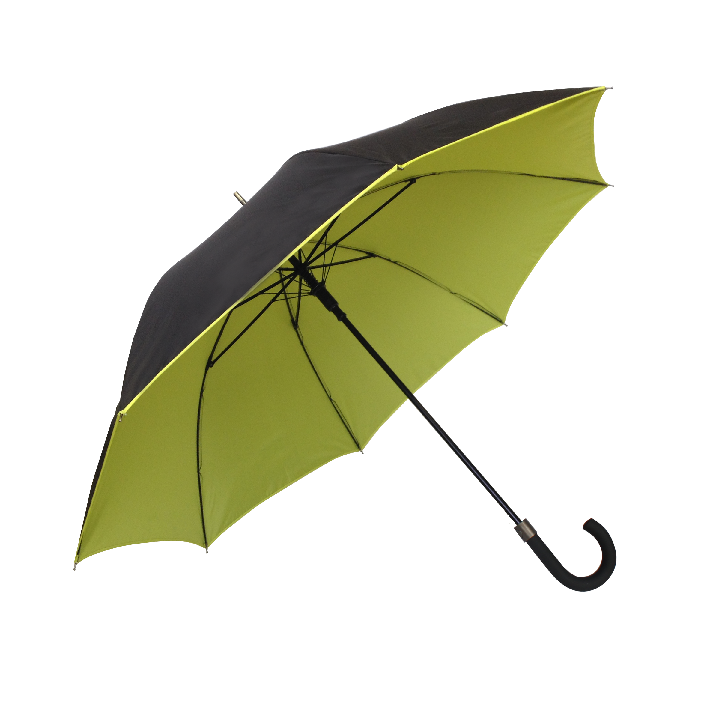 Parapluie droit mixte automatique noir et jaune