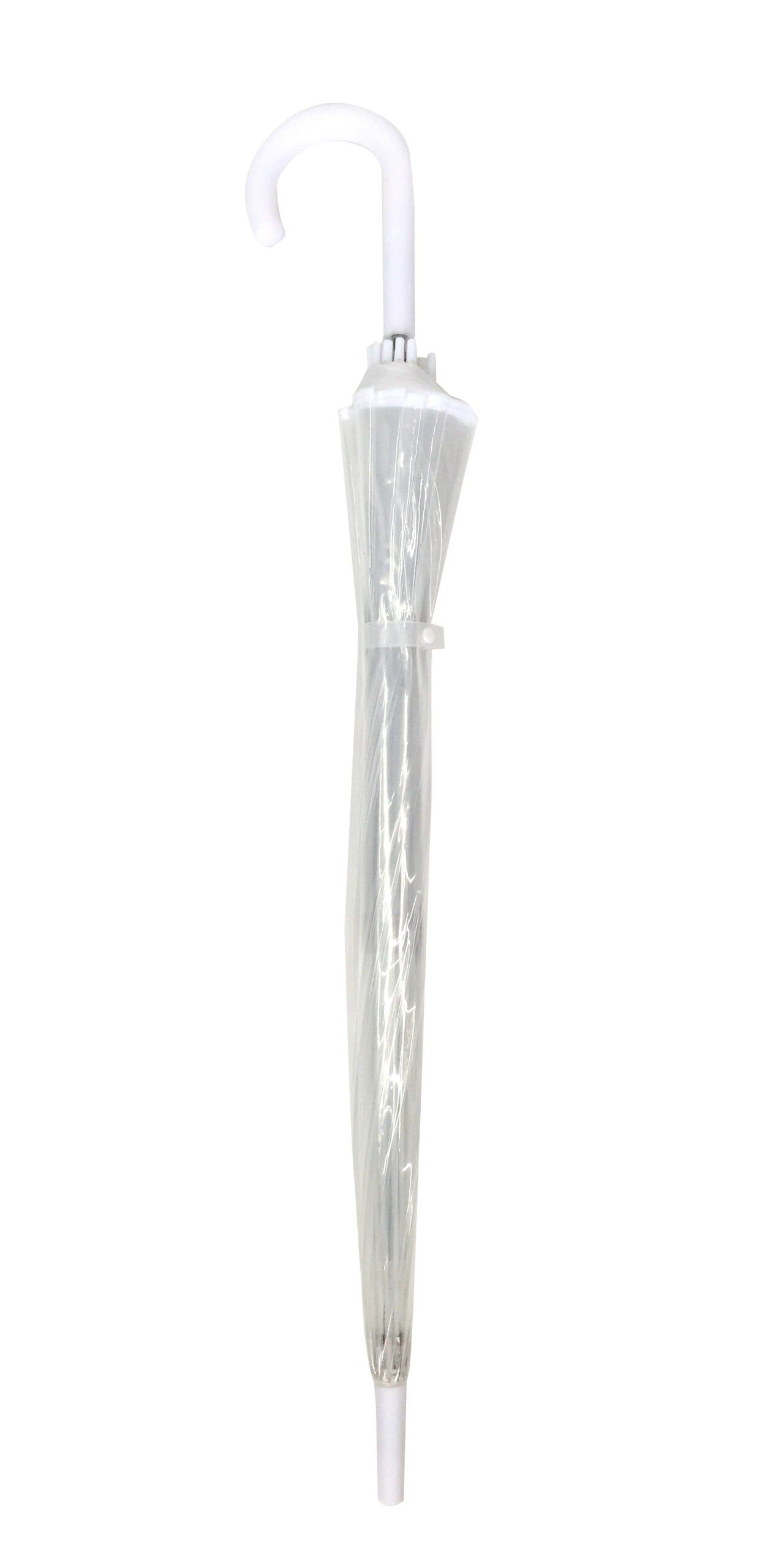 Parapluie droit femme automatique dôme transparent petite bordure blanche