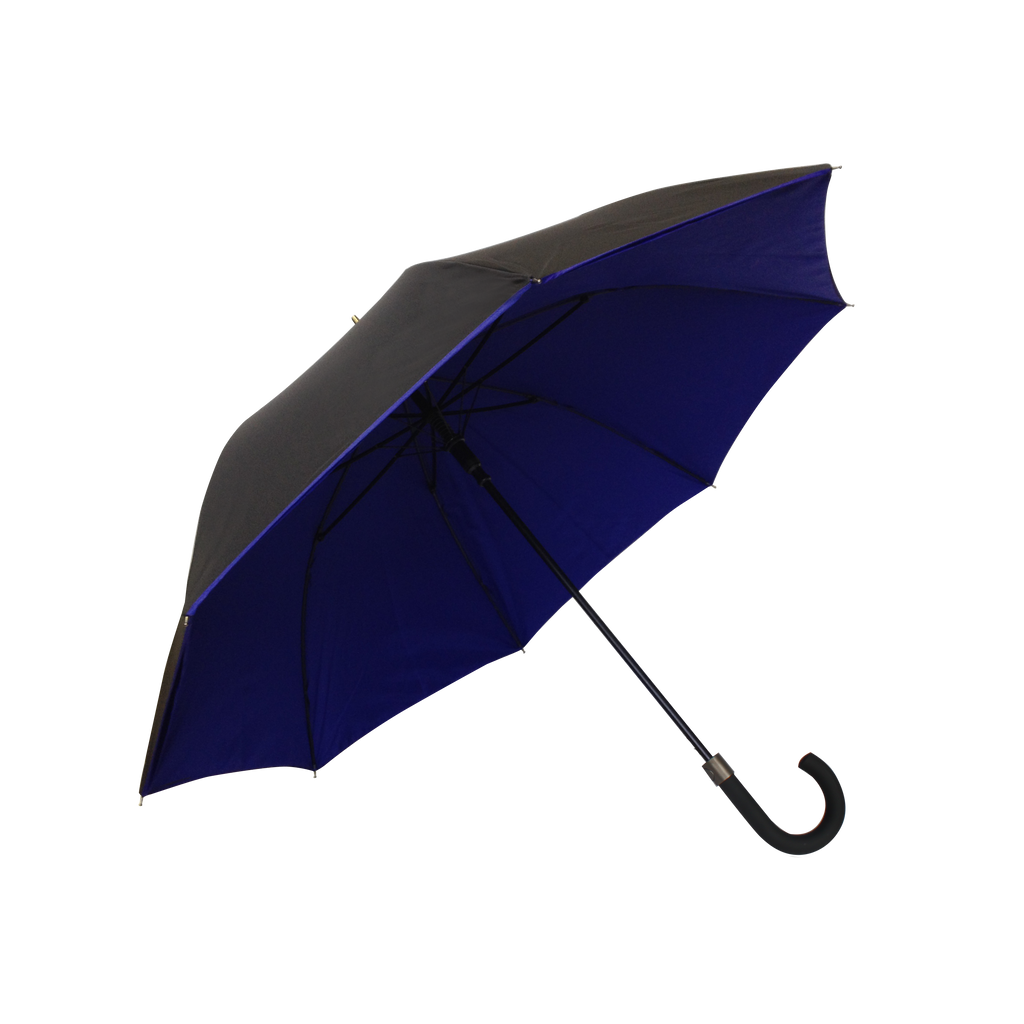 Parapluie droit mixte automatique noir et bleu