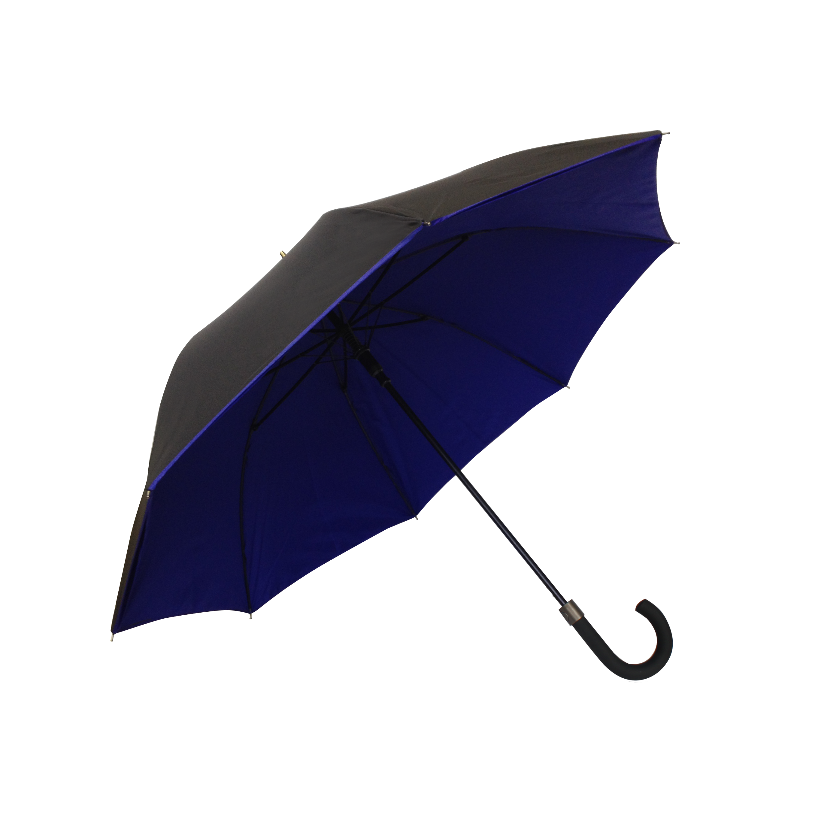 Parapluie droit mixte automatique noir et bleu