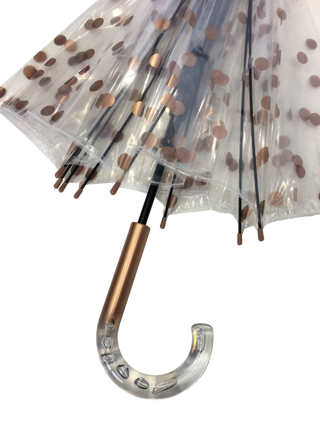 Parapluie cloche pois cuivrés femme automatique transparent
