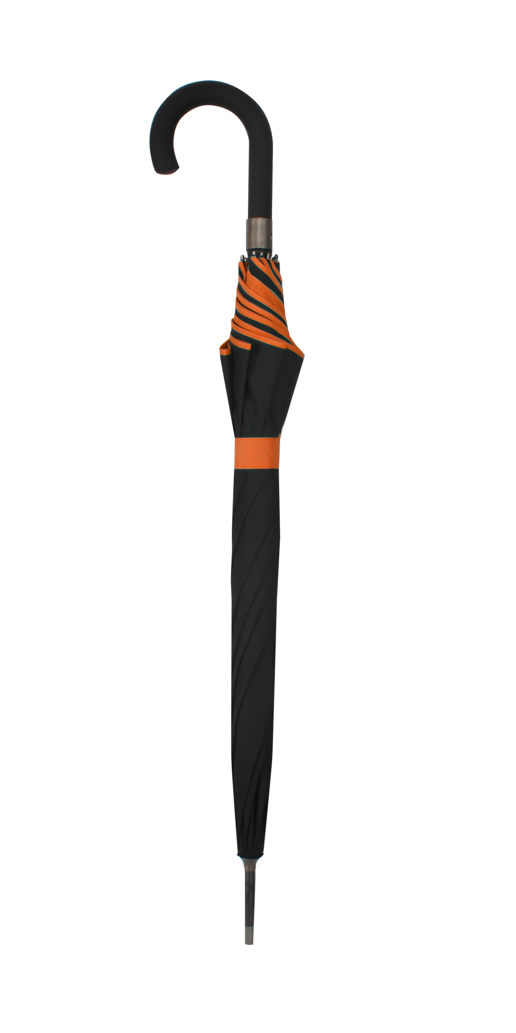 Parapluie droit mixte automatique noir et orange
