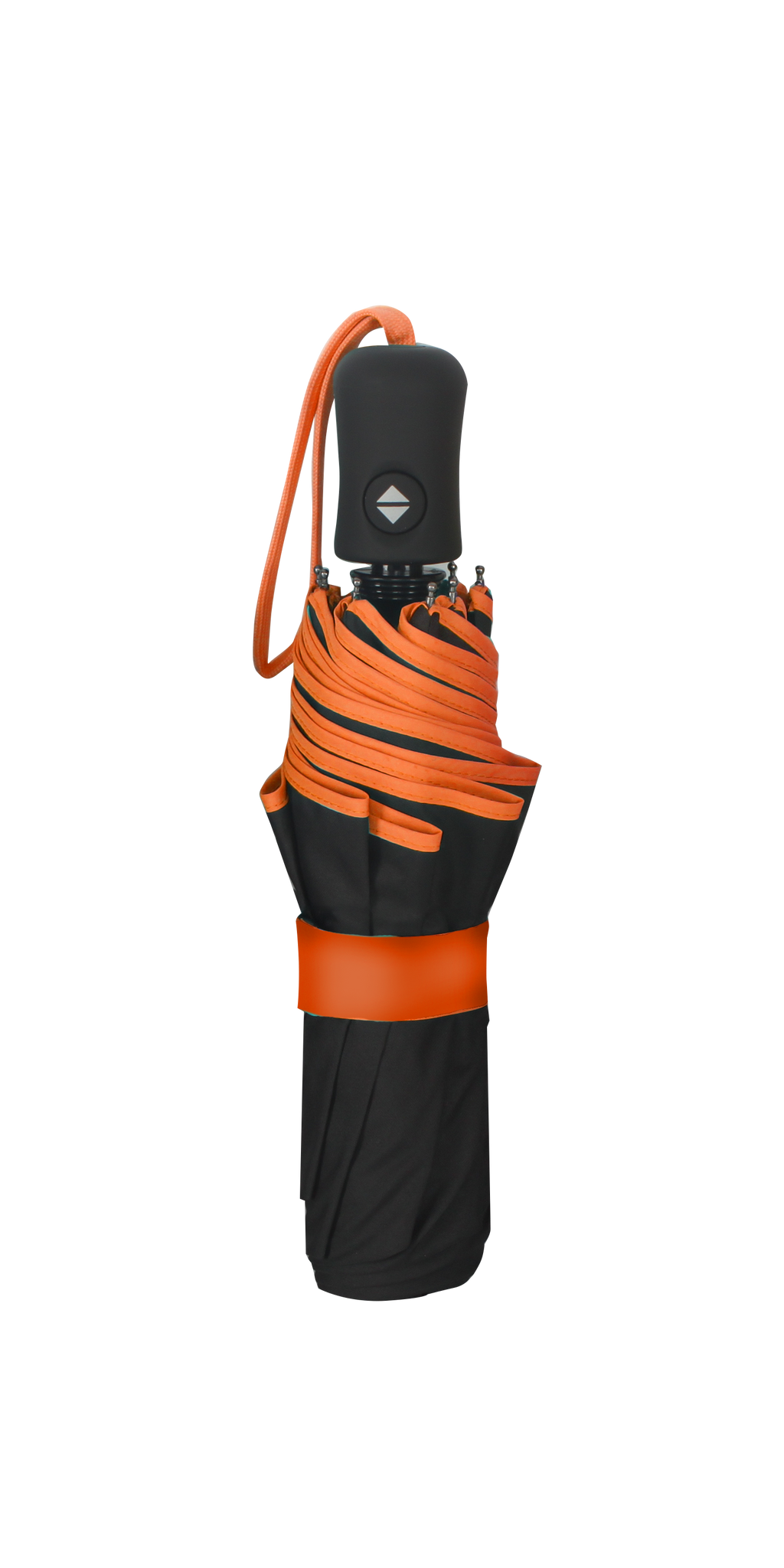 Parapluie pliant femme automatique noir petite bordure orange